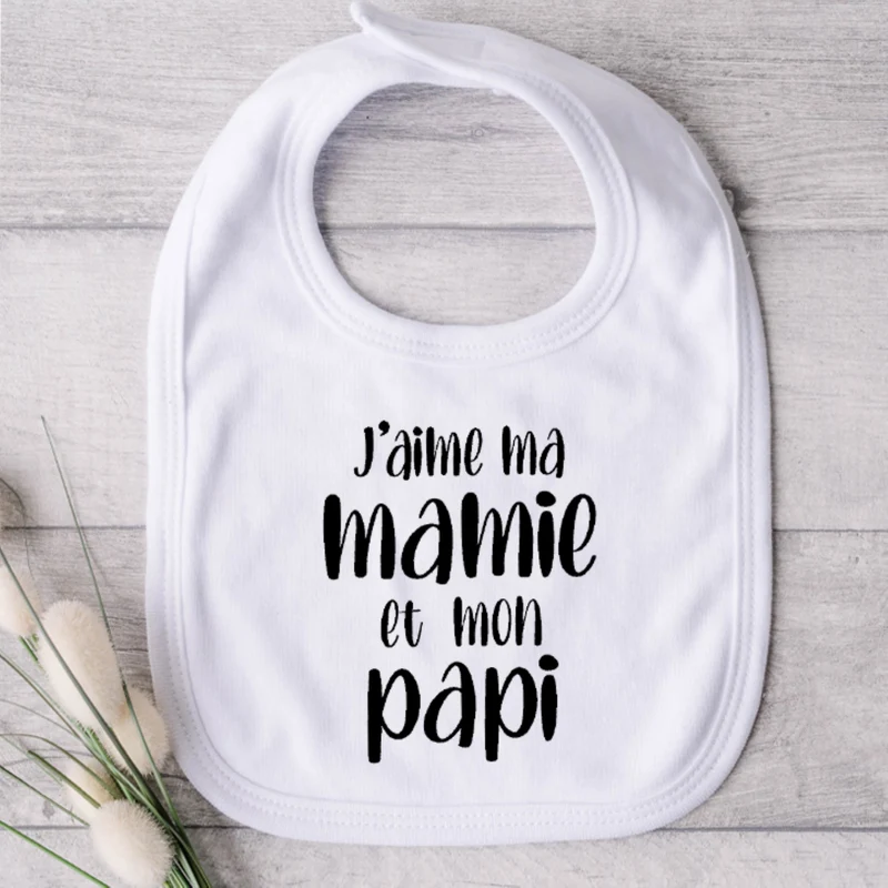 Bavoir pour bébé - MAMIE ET PAPI - J'aime mamie et papi (v2502)