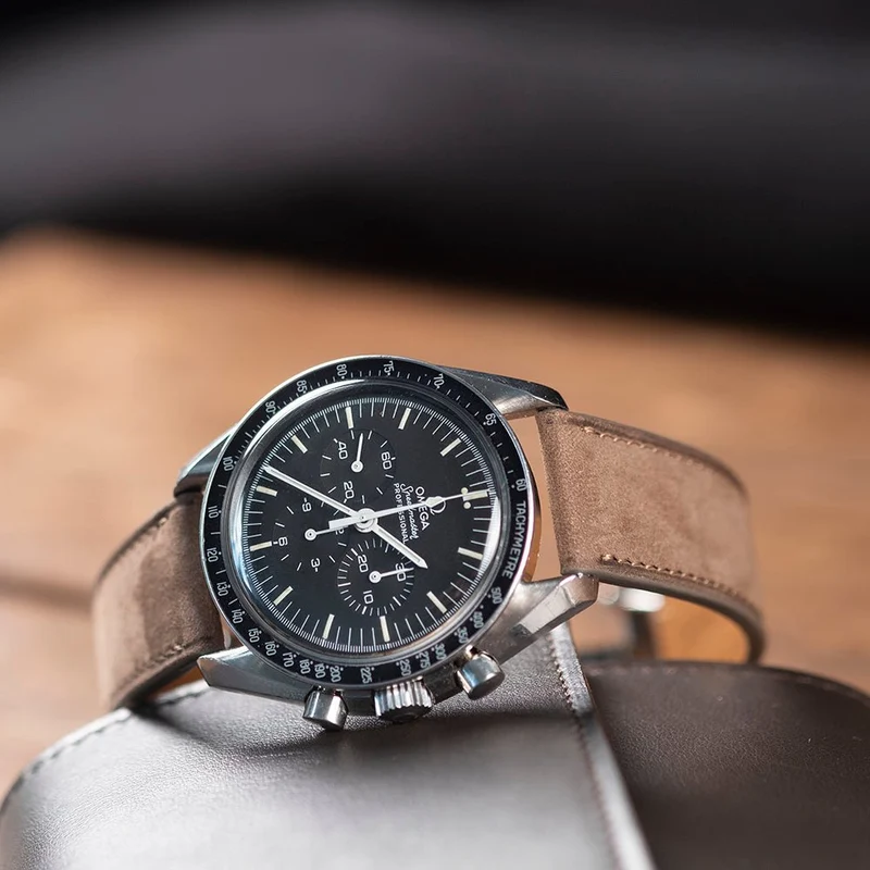 Bracelet Nubuck taupe compatible boucle déployante omega