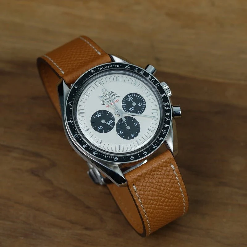 Bracelet veau grainé whisky compatible boucle déployante omega