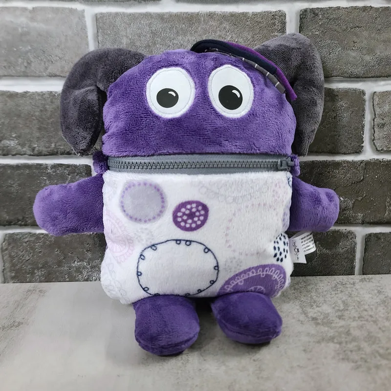 Toutou monstre mangeur de peurs, secrets, etc. - Motifs Marine, Lilas et Violet - Personnalisé au prénom de l'enfant
