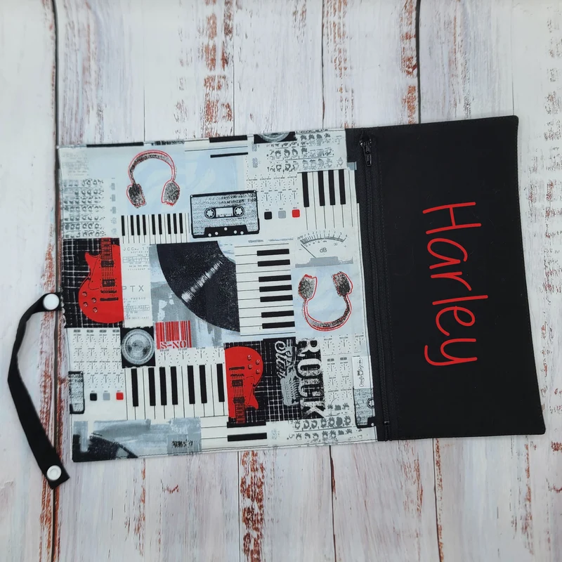 Napperon personnalise (Couleur d'impression au choix) - Musique - Instruments rouges et noirs - Pochette noire