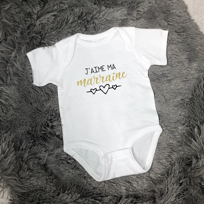Cache-couche pour bébé - Annonce Parrain/Marraine - J'aime ma marraine (v2507)
