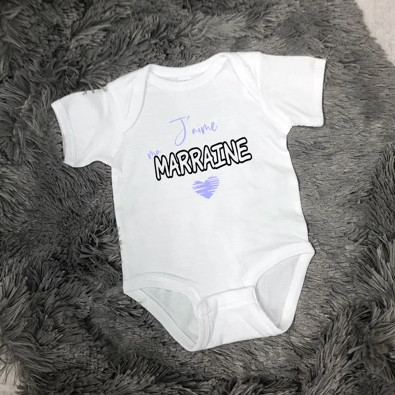 Cache-couche pour bébé - Annonce Parrain/Marraine - J'aime ma marraine (v2504)
