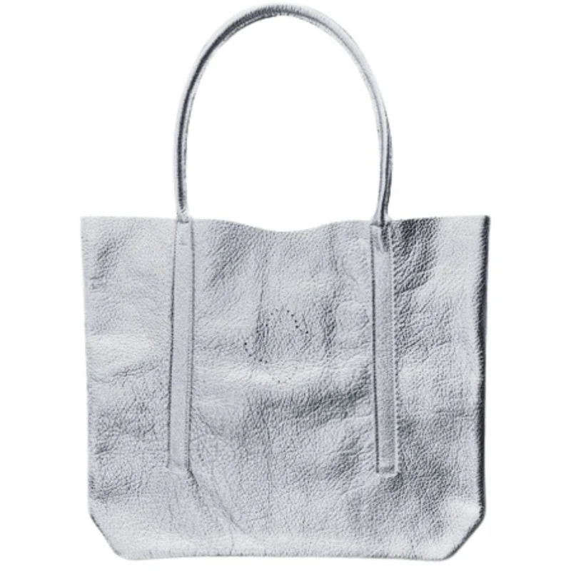 Sac cabas en cuir argent
