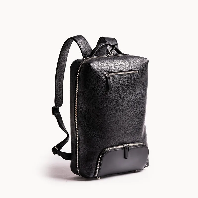 Sac à dos en cuir grainé ~ GIANI II - NOIR