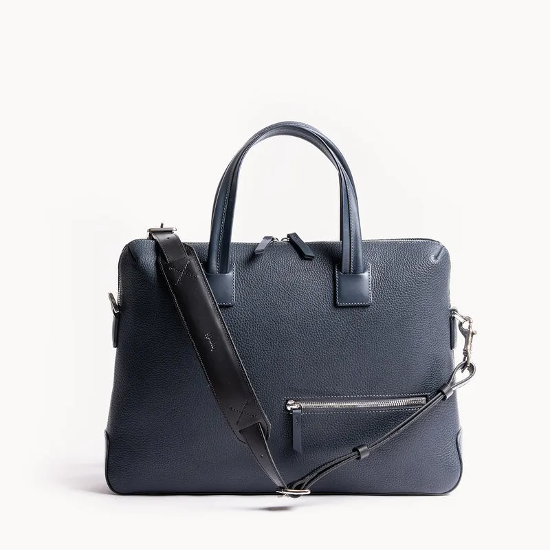 Porte-documents en cuir grainé ~ VALENTIN - MARINE