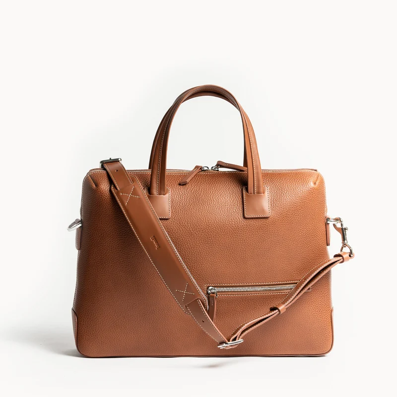 Porte-documents en cuir grainé ~ VALENTIN - COGNAC