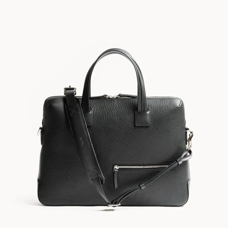 Porte-documents en cuir grainé ~ VALENTIN - NOIR