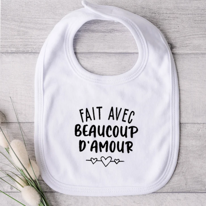 Bavoir pour bébé - Fait avec beaucoup d'amour (v4)