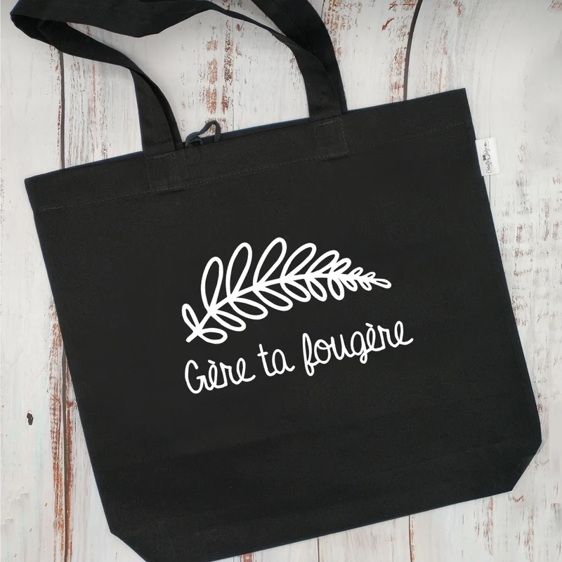 (CHOIX COULEURS) Sac d'épicerie / Sac fourre-tout réutilisable et lavable - Gère ta fougère
