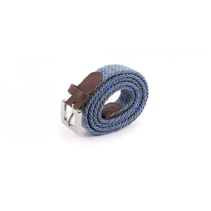 Ceinture tressée bleu gris