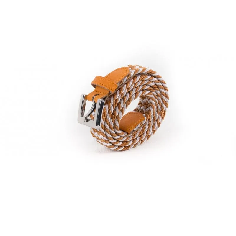Ceinture tressée orange blanc