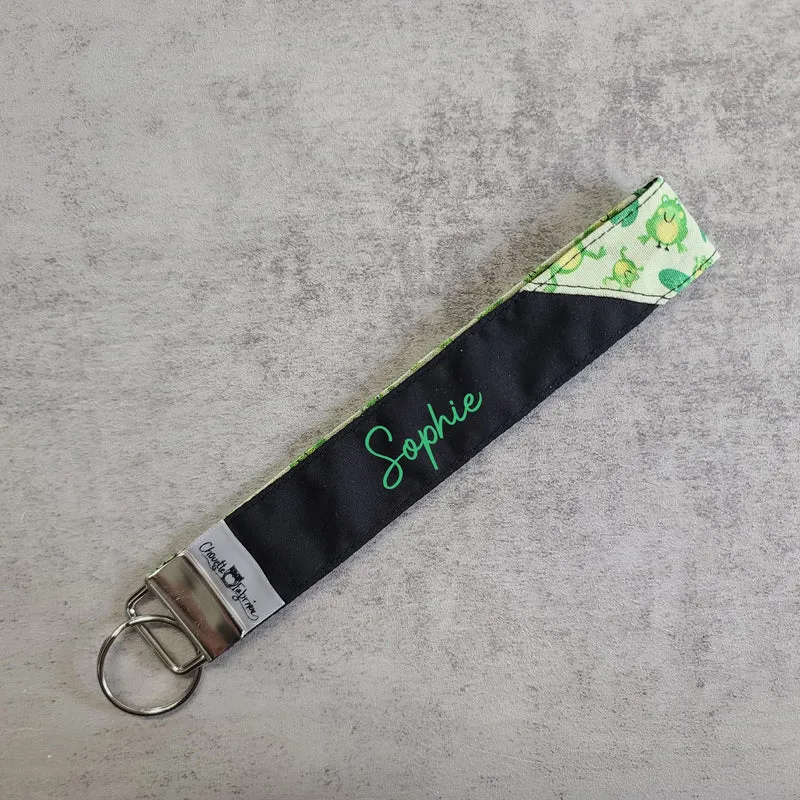 Porte-clé - PERSONNALISÉ - Dragonne - Poignet - Grenouilles - Bande noire