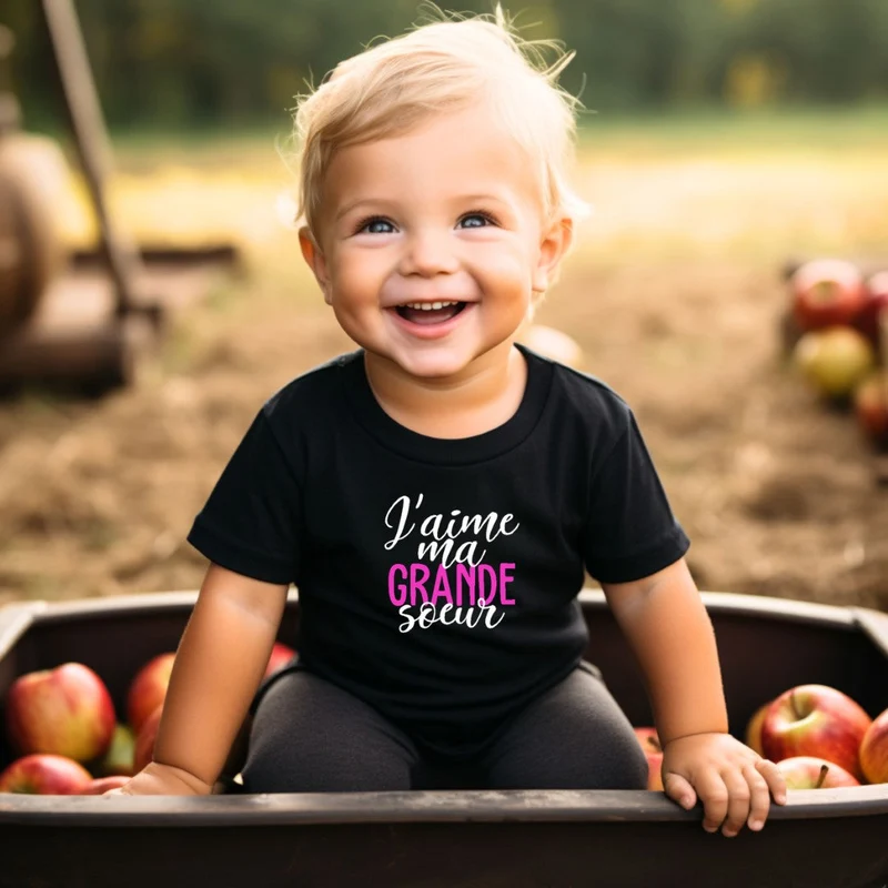 T-shirt - ENFANTS (gr. 2T à XL) - Col rond - J'aime ma grande soeur