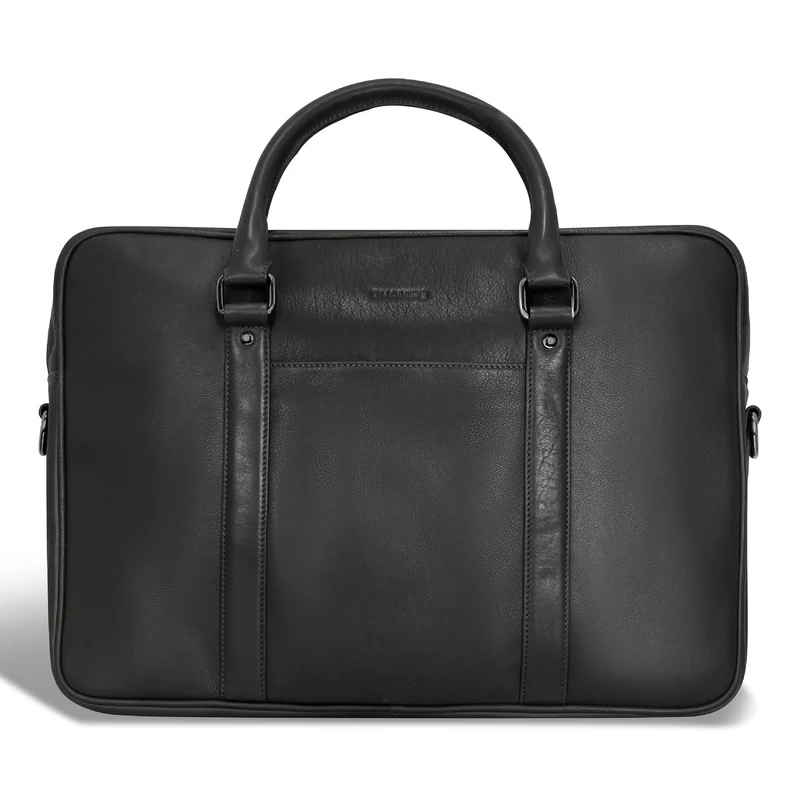Onyx / Leather Slim Briefcase *Drop Ship*