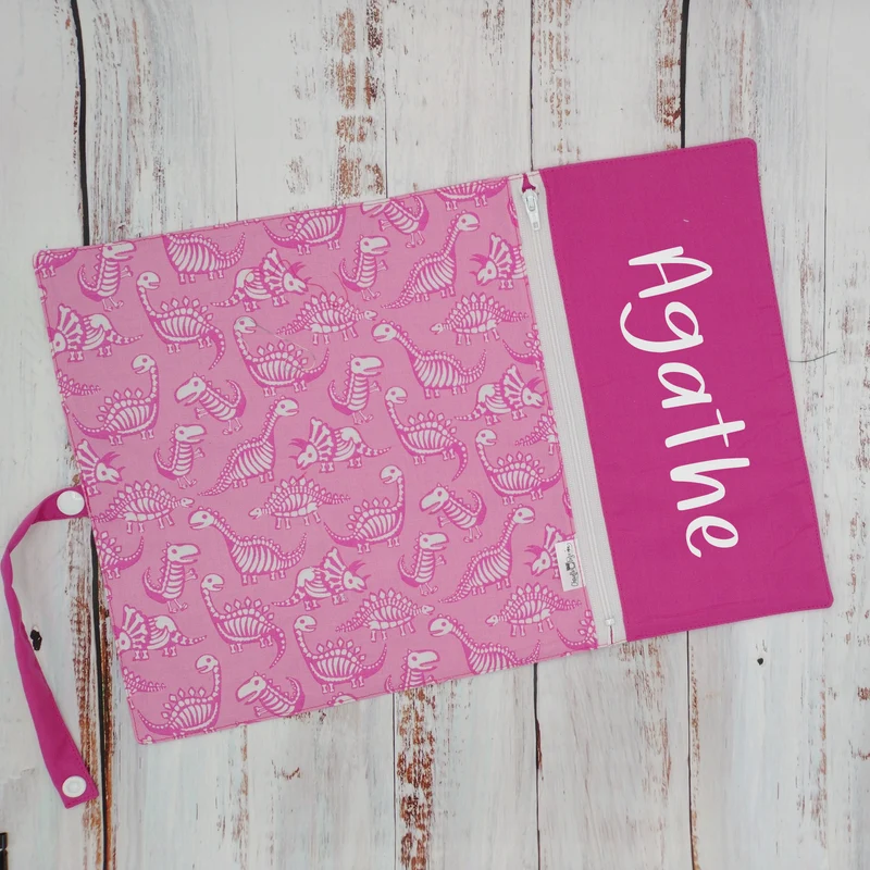 Napperon personnalisé (Couleur d'impression au choix) - Fossiles Roses - Pochette Fuschia
