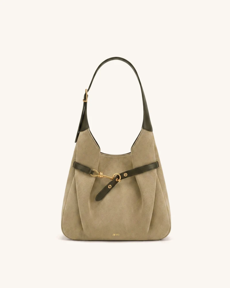Alina Sac hobo en faux daim - Vert brunâtre