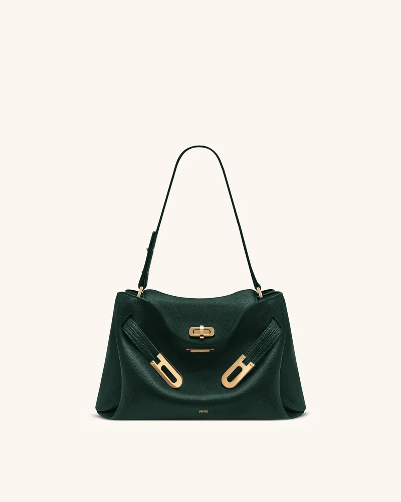 Rhea Sac à bandoulière à double boucle grainé - Vert foncé