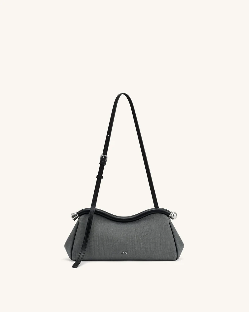 Naomi Sac à bandoulière incurvé - Toile gris noir