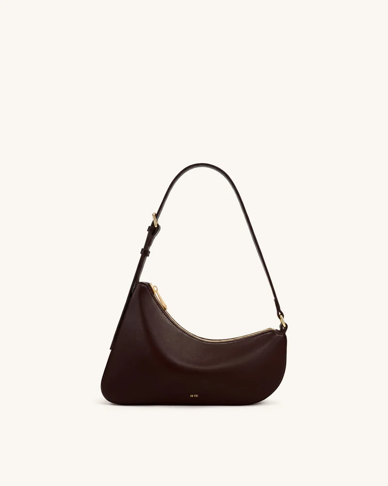Harlee Sac à bandoulière zippé incurvé - Marron foncé