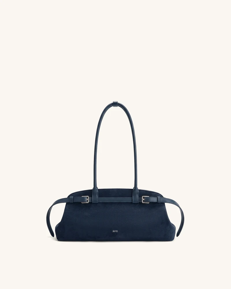 Arden Sac à bandoulière est-ouest en similicuir suédé avec détail ceinture - Bleu marine