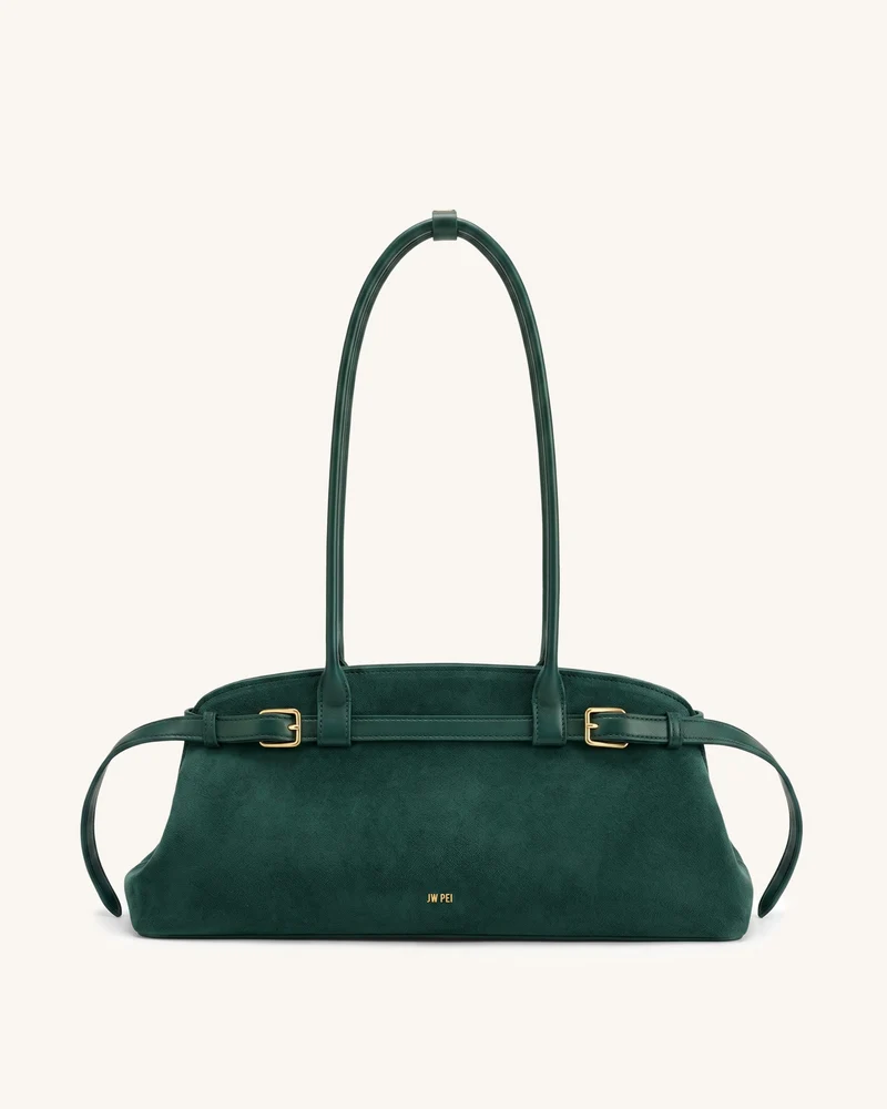 Arden Sac à bandoulière est-ouest en similicuir suédé avec détail ceinture - Vert foncé