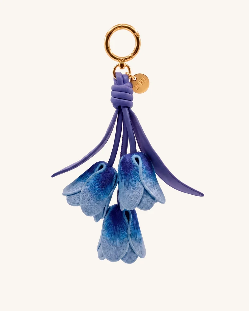 Bijou de sac tulipe brodé en 3D - Bleu dégradé foncé