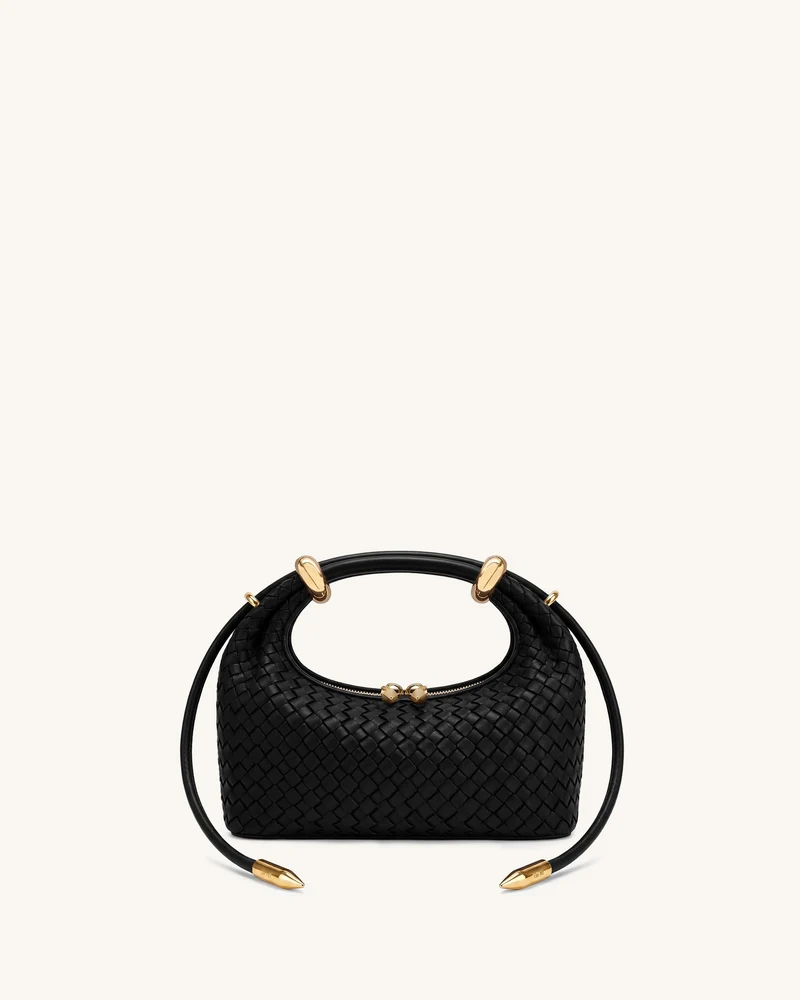 Ellie Sac à poignée supérieure orné d'un anneau métallique tressé - Noir intense