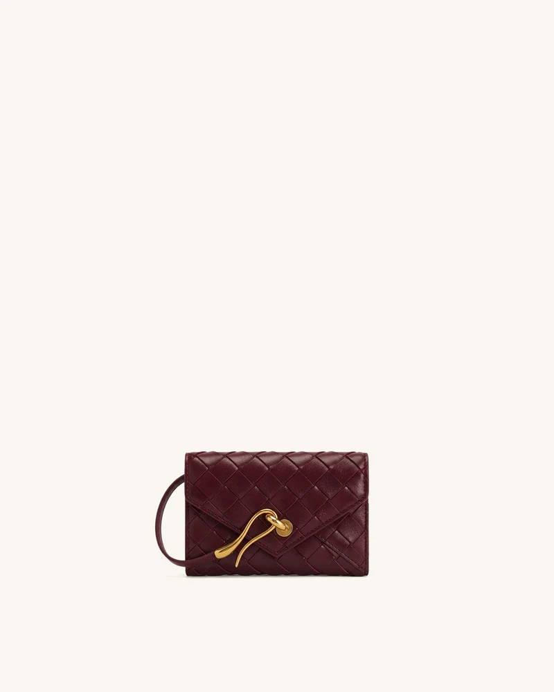 Celeste Portefeuille enveloppe texture tissée - Rouge vin