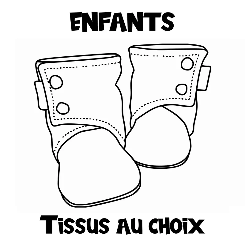 Pantoufles "Wrap" - Enfants - Hautes avec boutons à pression - TISSU AU CHOIX
