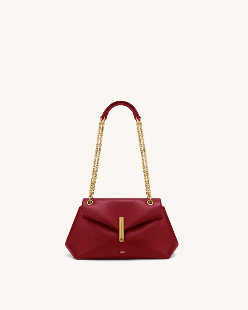 Valerie Sac porté épaule à rabat et chaîne - Rouge cerise