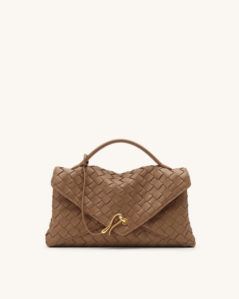 Celeste Sac enveloppe tressé - Marron moka