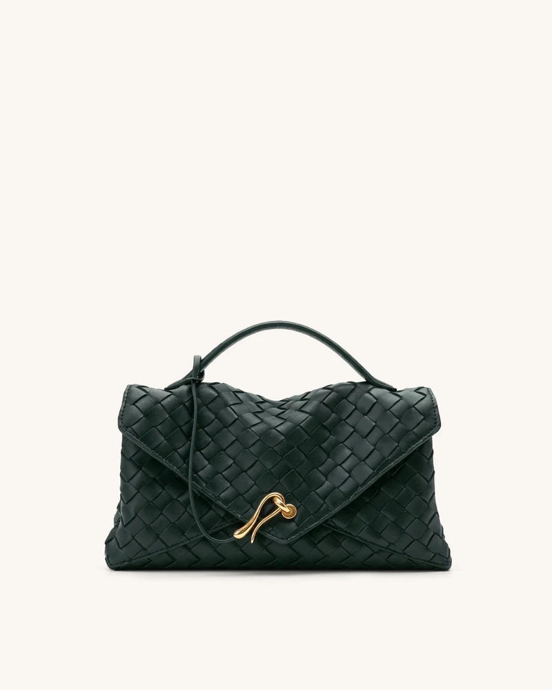 Celeste Sac enveloppe tressé - Vert encre foncé