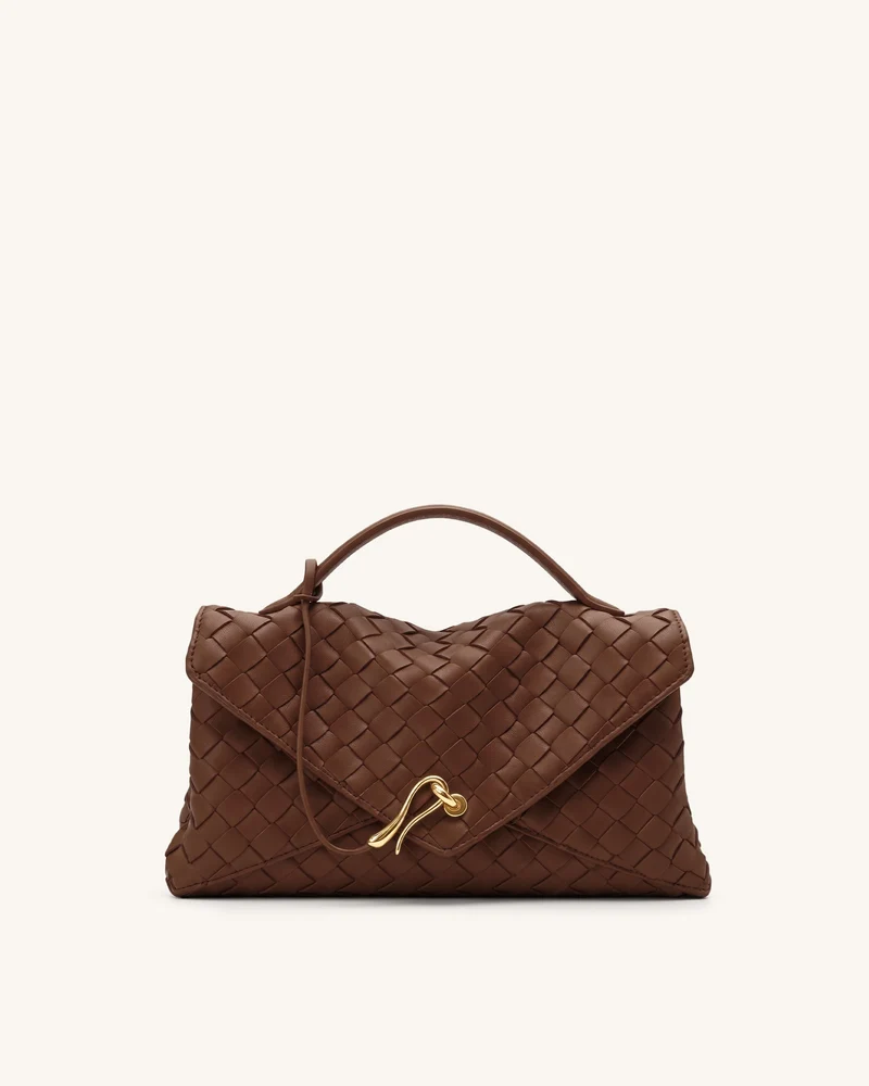 Celeste Sac enveloppe tressé - Marron
