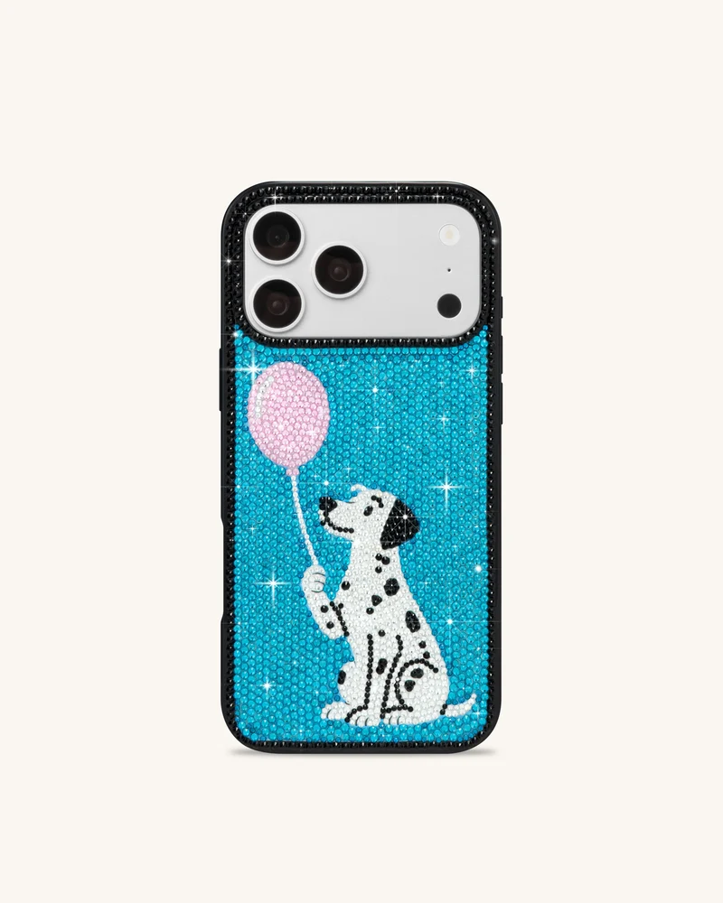 Coque de téléphone cristal artificiel dalmatien ballon - Noir