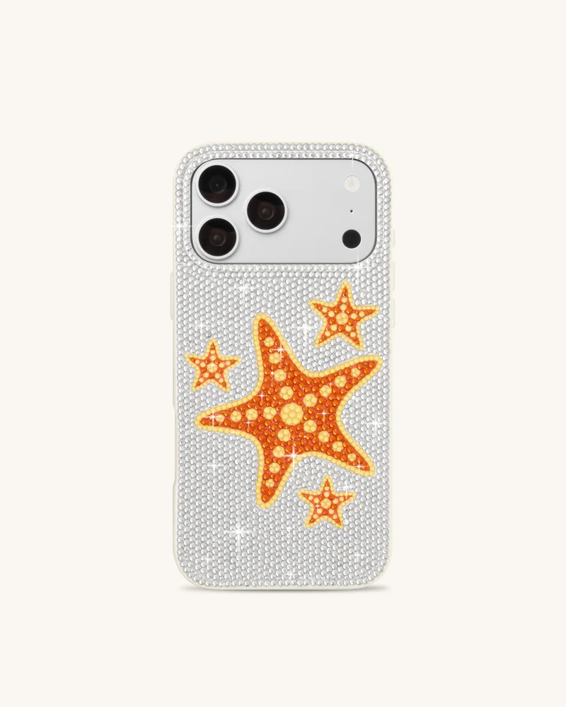 Coque de téléphone cristal artificiel étoile de mer - Blanc