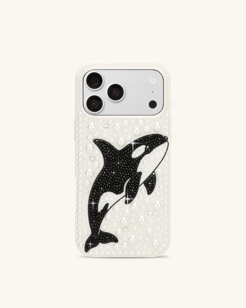 Coque de téléphone ornée de perles orque - Blanc