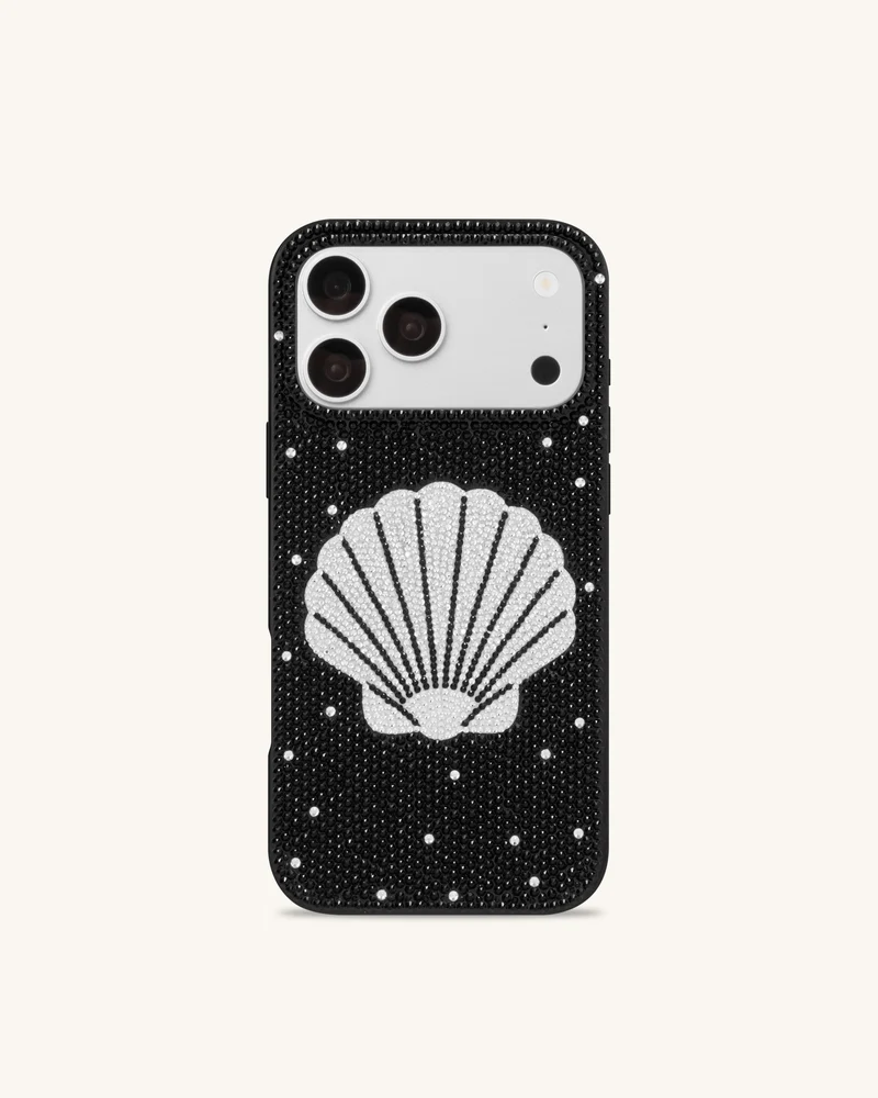 Coque de téléphone cristal artificiel coquillage - Noir