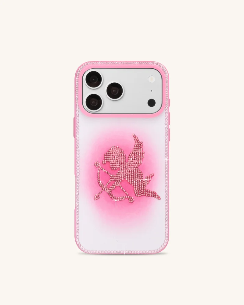 Coque de téléphone ange en strass - Rose
