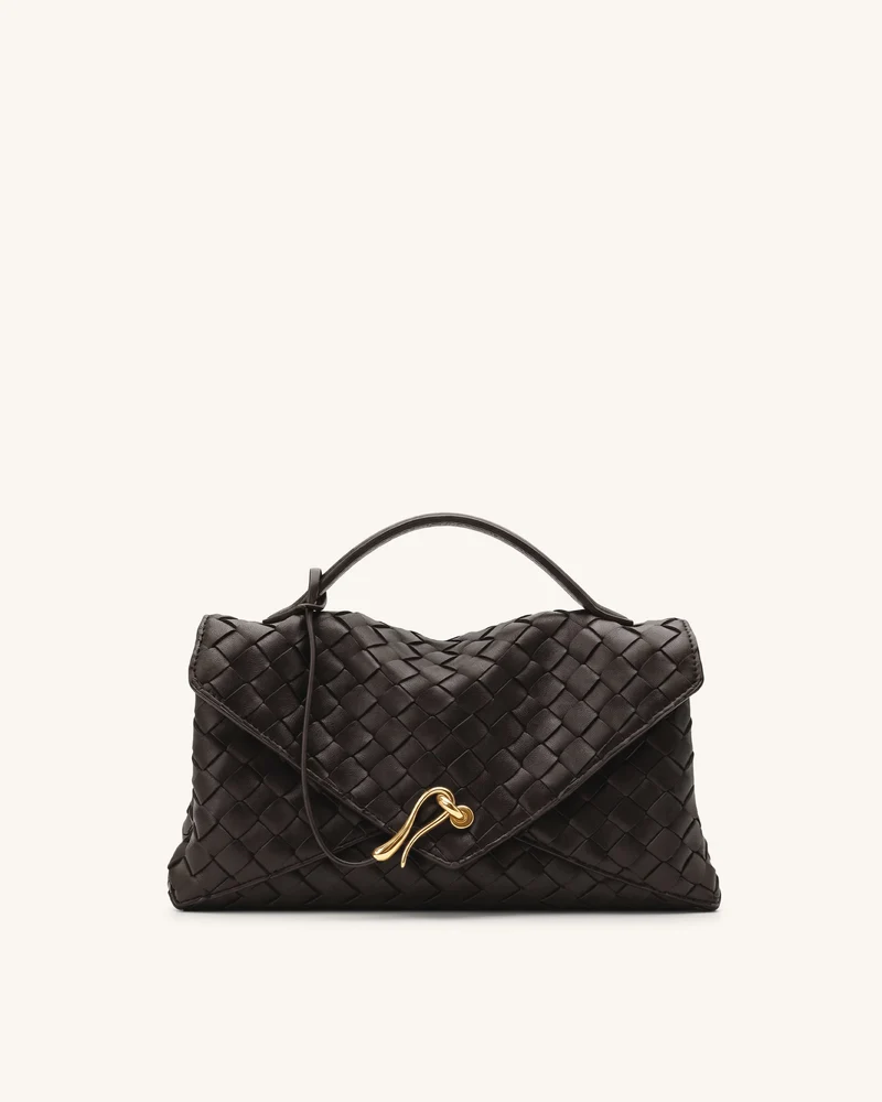 Celeste Sac enveloppe tissé - Marron foncé