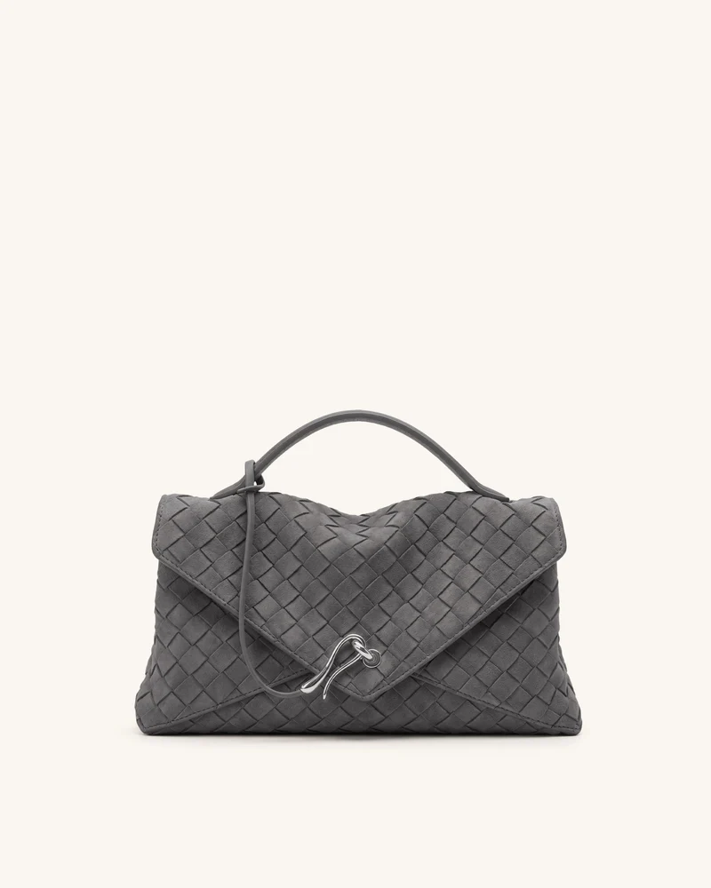 Celeste Sac enveloppe tissé en faux daim - Gris anthracite