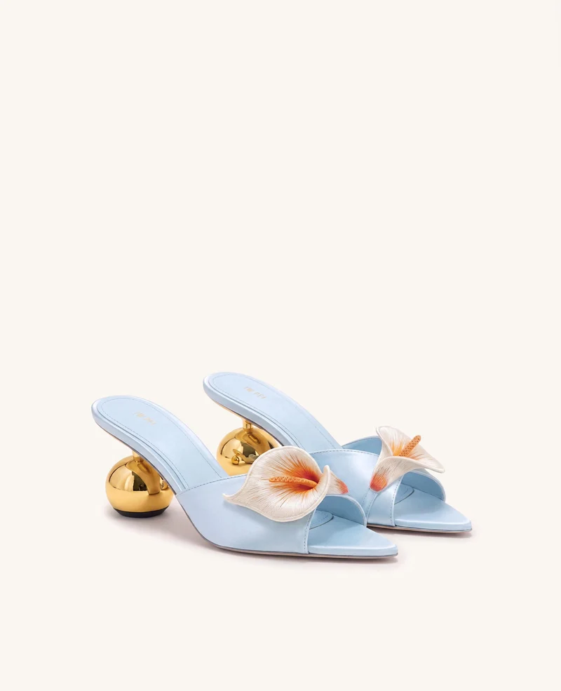 Bianca Mules à talon sphérique Calla Lily - Bleu