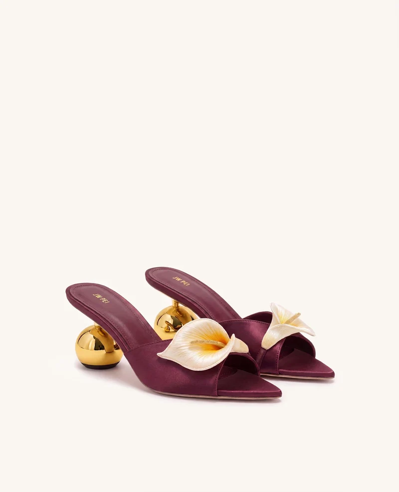 Bianca Mules à talon sphérique Calla Lily - Bordeaux