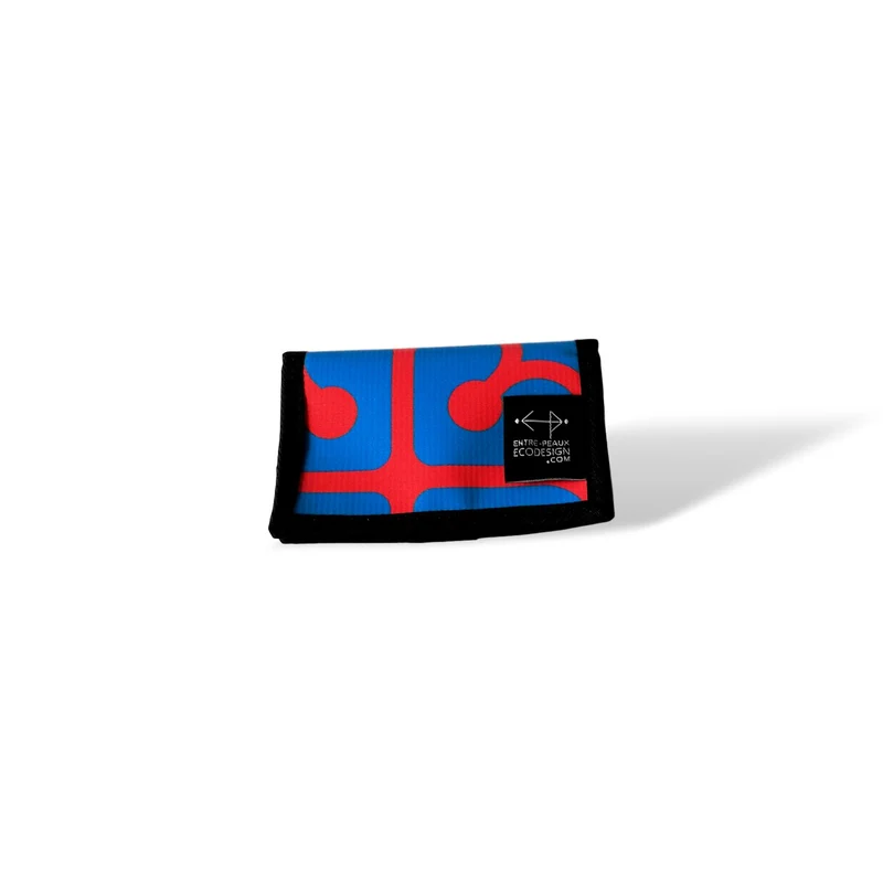 Portefeuille unisexe avec poche de monnaie - écoresponsable - bleu logo Montréal rouge
