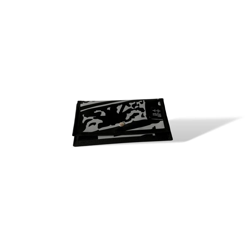 Portefeuille (GRAND) avec poche de monnaie - écoresponsable - gris et noir