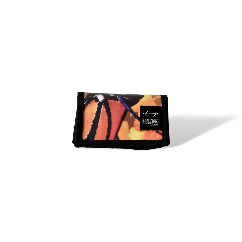 Portefeuille unisexe avec poche de monnaie - écoresponsable - orange papillon monarque