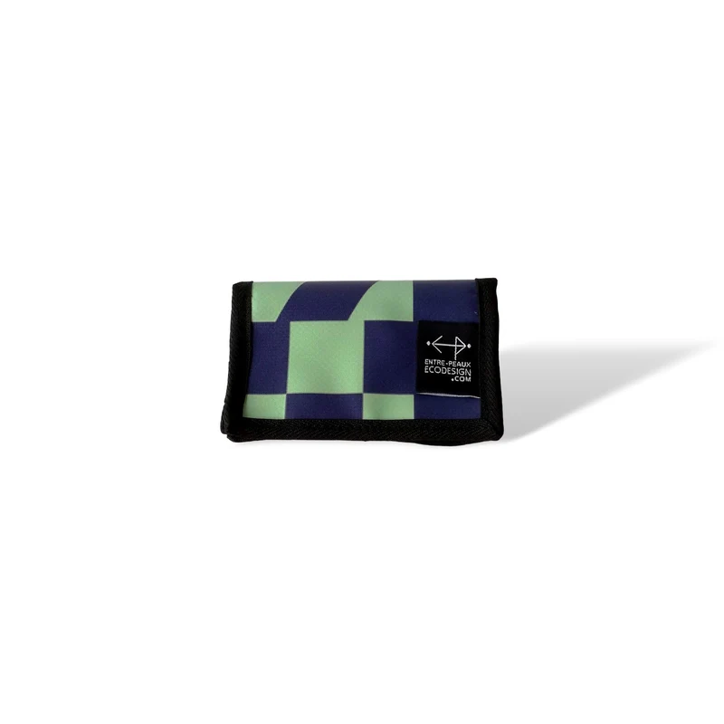 Portefeuille unisexe avec poche de monnaie - écoresponsable - bleu et vert