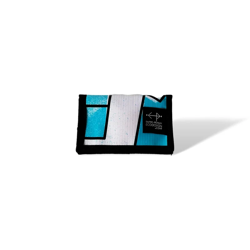 Portefeuille unisexe avec poche de monnaie - écoresponsable - bleu et blanc