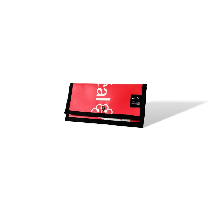 Portefeuille (GRAND) avec poche de monnaie - écoresponsable - rouge et blanc Montréal