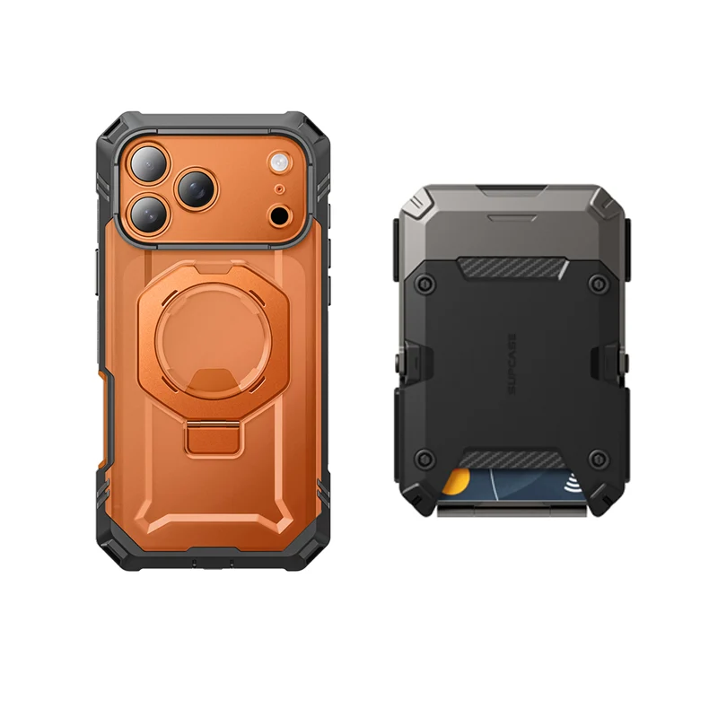 Bundle Sale - MagFlip Wallet with Stand (Black) & iPhone 17 Pro Max UB GRIP PRO Series Phone Case (Coral)